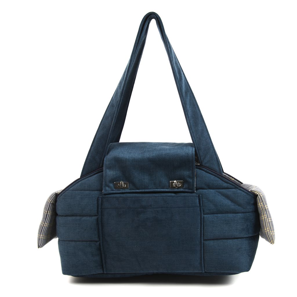 comprar bolso perro abierto azul turquesa oscuro interior pata gallo corona detras comprar bolso perro abierto azul turquesa oscuro interior pata gallo corona detras