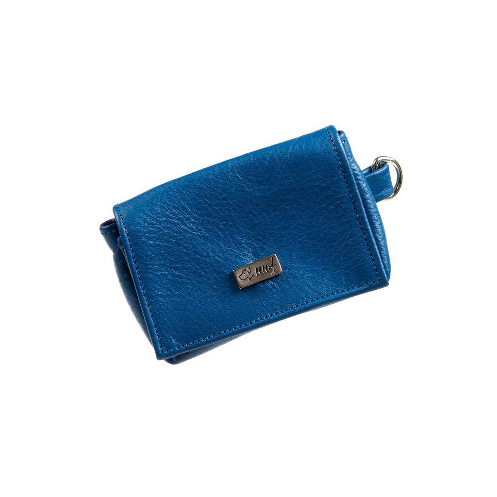 Bolsito de piel azul para correa de perro Bolsito de piel azul para correa de perro