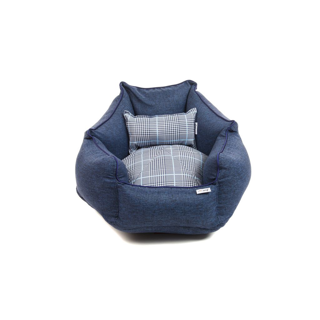 cama hexofi azul jaspeado cojin pata gallo cama hexofi azul jaspeado cojin pata gallo