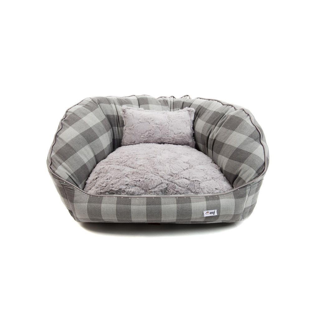 cama oval cuadros grises cojin gris pelo corto cama oval cuadros grises cojin gris pelo corto