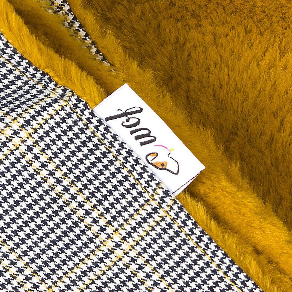 comprar manta pata de gallo en azul a cuadros y pelo amarillo detalle comprar manta pata de gallo en azul a cuadros y pelo amarillo detalle