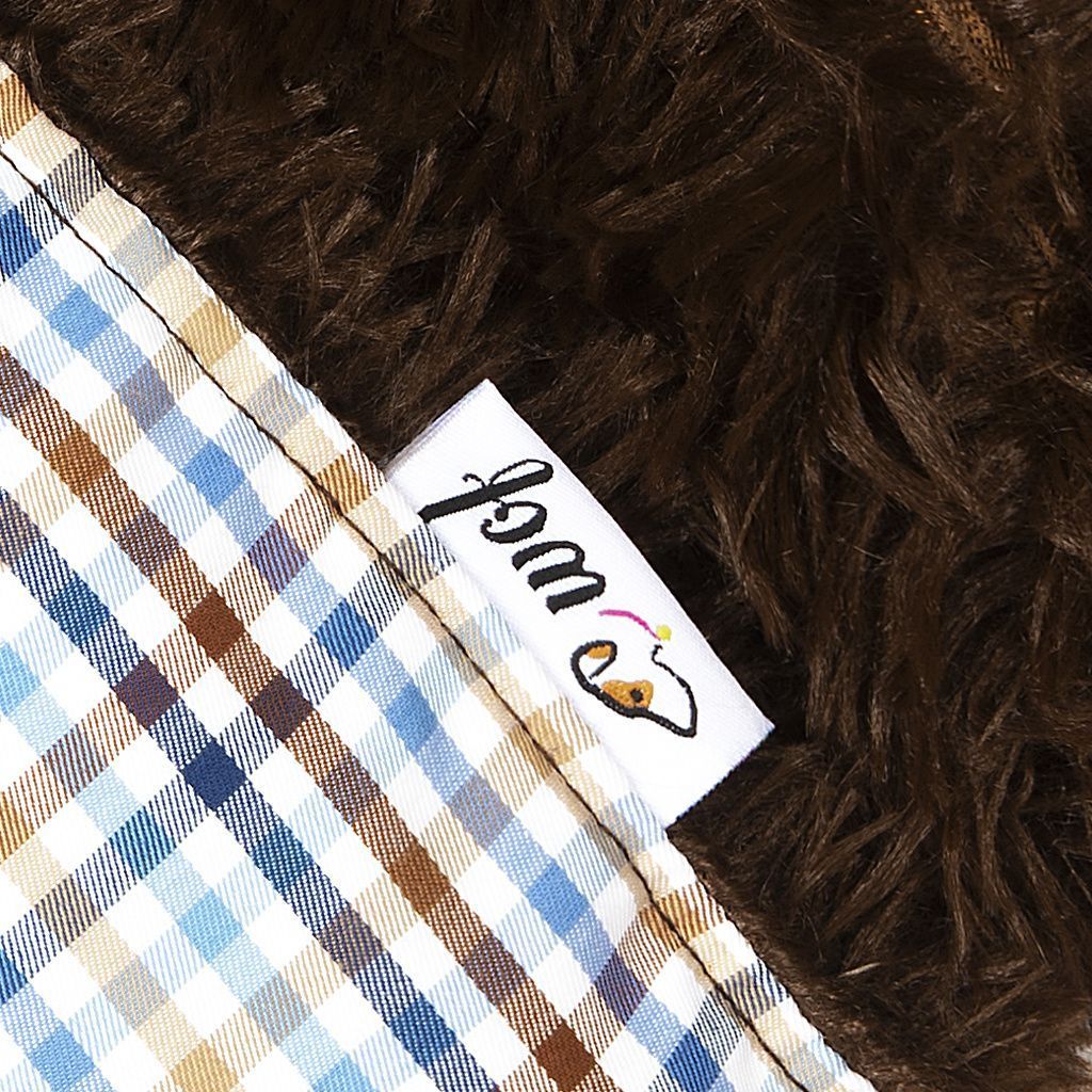 comprar manta cuadros vichi azul marron beige pelo largo marron detalle comprar manta cuadros vichi azul marron beige pelo largo marron detalle