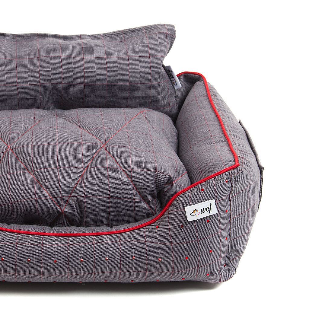 comprar cama classic gris lineas rojas detalle comprar cama classic gris lineas rojas detalle