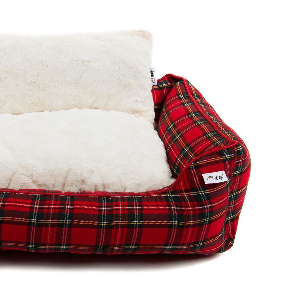 comprar cama classic rojo escocés pelo corto blanco detalle comprar cama classic rojo escocés pelo corto blanco detalle