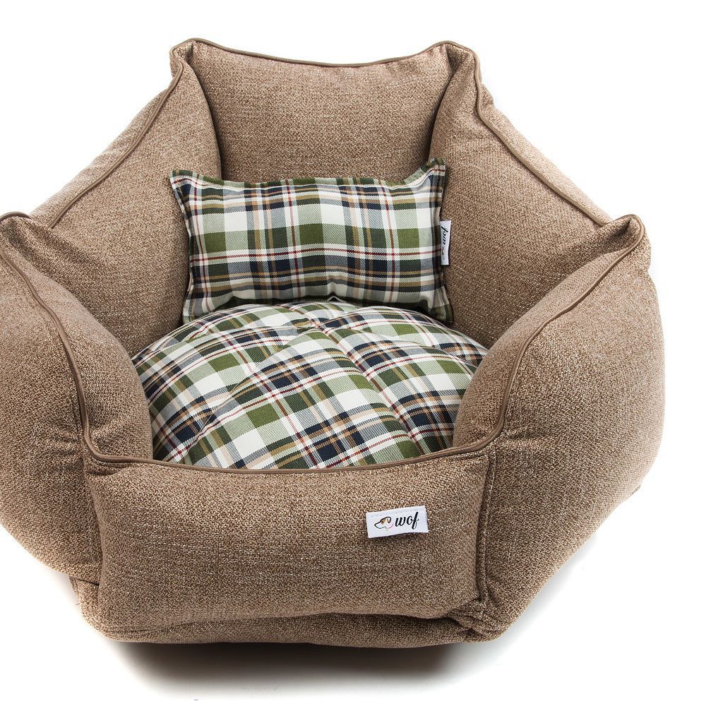 comprar cama hexofi marron jaspeado cojin cuadros verdes detalle comprar cama hexofi marron jaspeado cojin cuadros verdes detalle