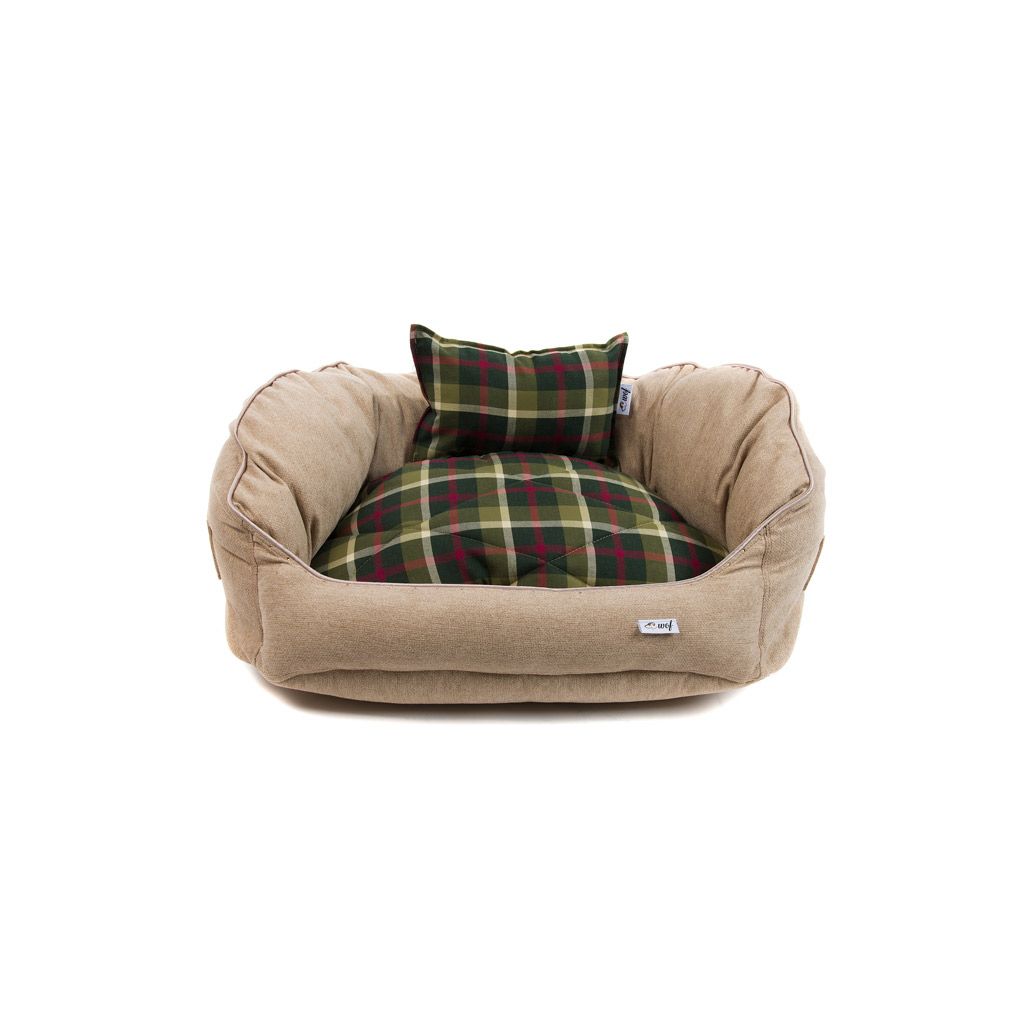 comprar cama oval beige cojín cuadros verdes comprar cama oval beige cojín cuadros verdes