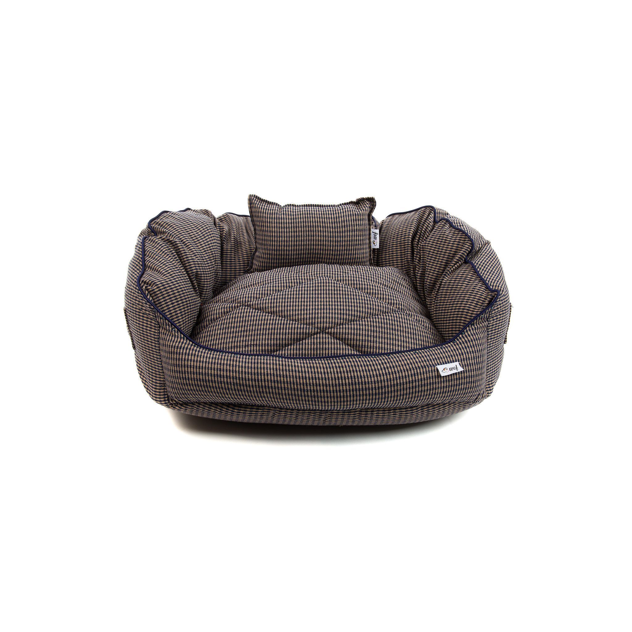comprar cama oval cuadritos marrones y azules comprar cama oval cuadritos marrones y azules