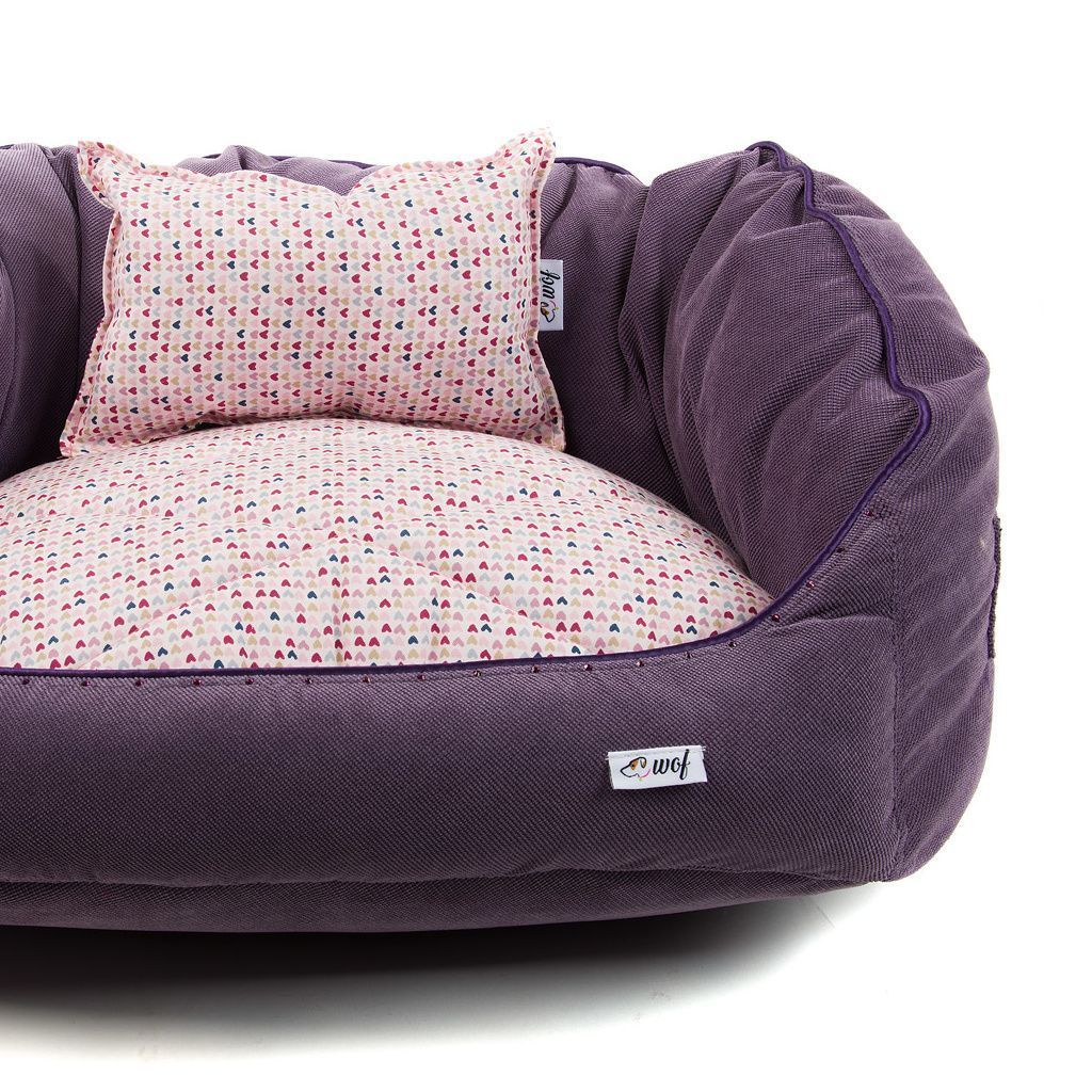 comprar cama oval lila cojin corazones detalle comprar cama oval lila cojin corazones detalle