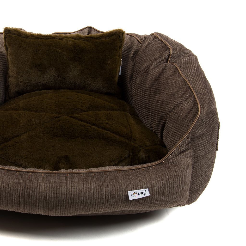 comprar cama oval marron chocolate pana cojin marron oscuro aterciopelado detalle comprar cama oval marron chocolate pana cojin marron oscuro aterciopelado detalle