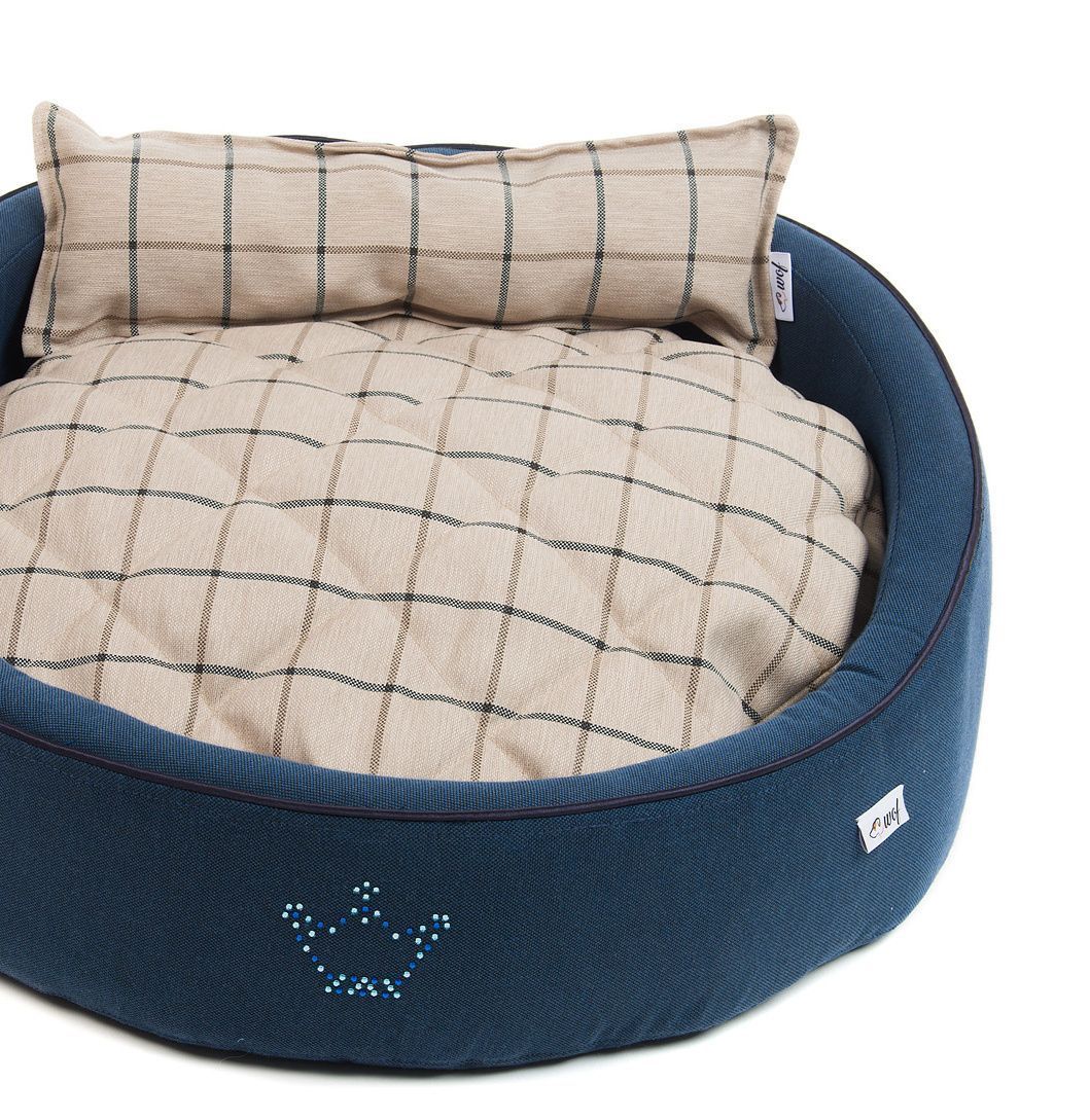 comprar cama rouni azul cojin beige lineas detalle comprar cama rouni azul cojin beige lineas detalle