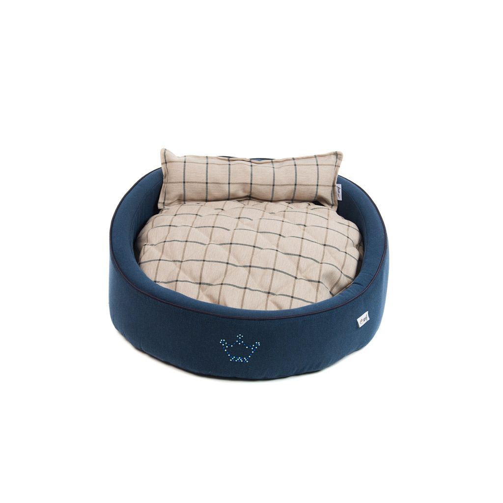 comprar cama rouni azul cojin beige lineas comprar cama rouni azul cojin beige lineas