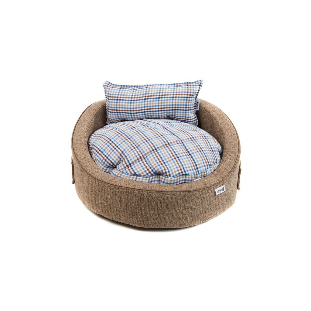 comprar cama rouni marron jaspeado cojin cuadros azul y beige comprar cama rouni marron jaspeado cojin cuadros azul y beige