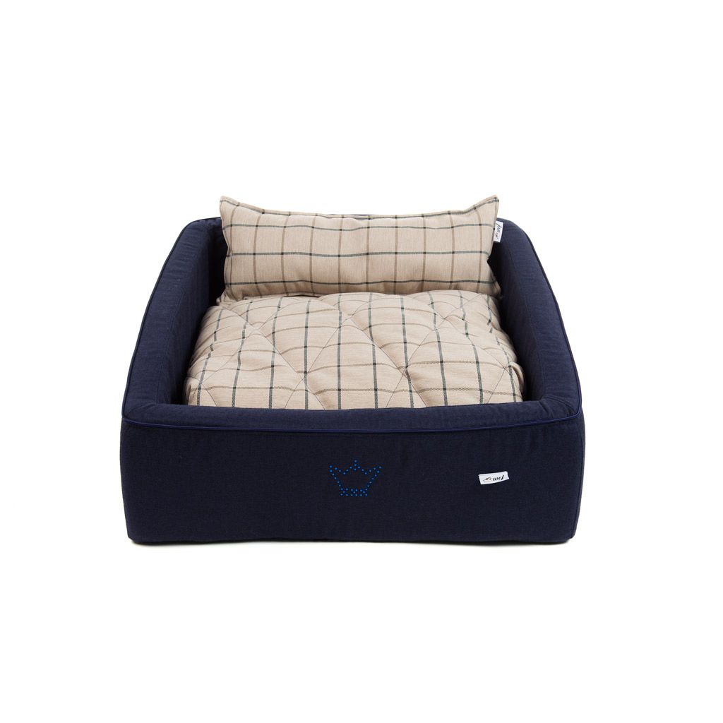 comprar cama tracua azul marino cojin beige lineas comprar cama tracua azul marino cojin beige lineas