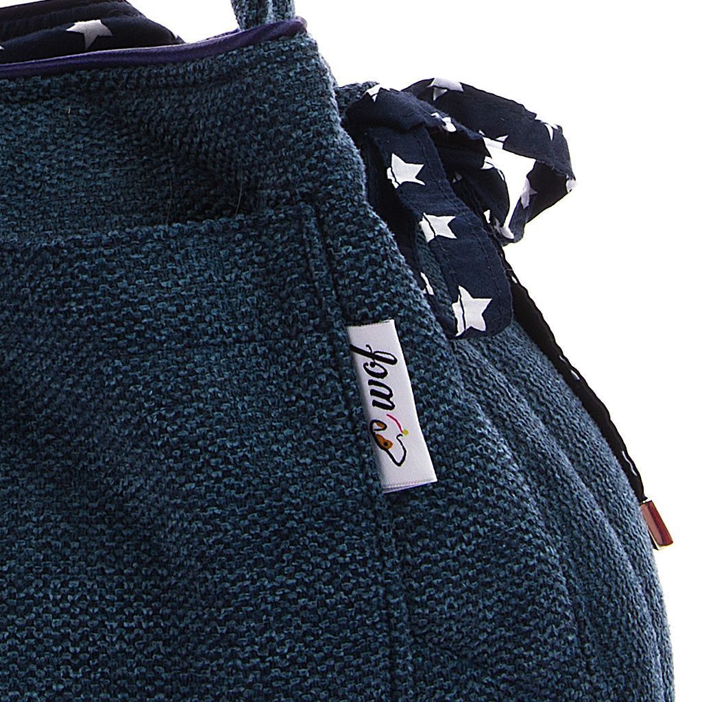 Bolso bandolera azul jaspeado con interior estrellas detalle 2 Bolso bandolera azul jaspeado con interior estrellas detalle 2