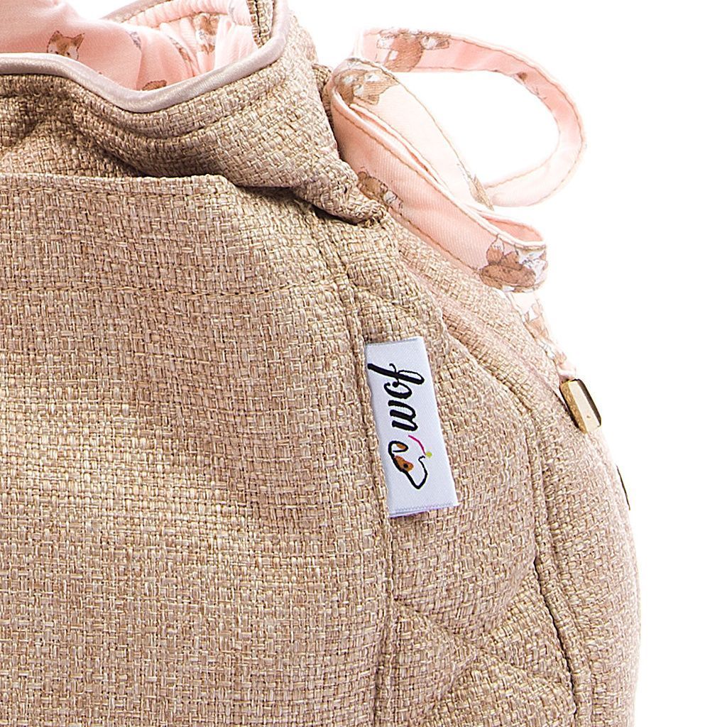 Bolso bandolera beige interior perritos detalle 2 Bolso bandolera beige interior perritos detalle 2