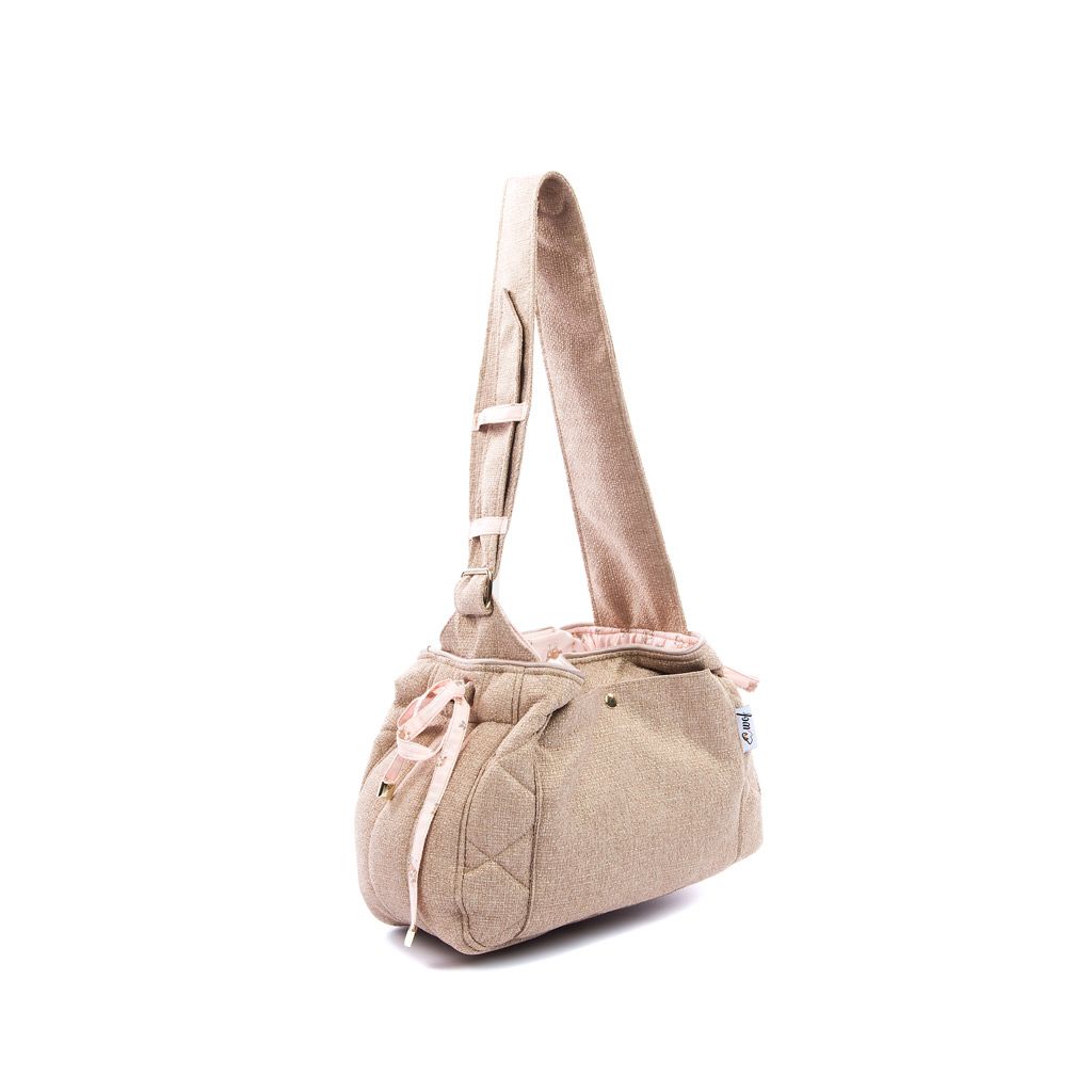 Bolso bandolera beige interior perritos lado Bolso bandolera beige interior perritos lado