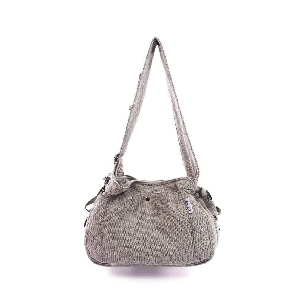 Bolso bandolera gris jaspeado con interior a cuadros gris Bolso bandolera gris jaspeado con interior a cuadros gris