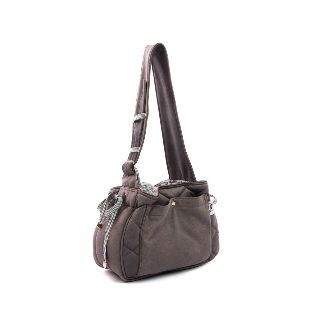 Bolso bandolera gris oscuro interior pata de gallo lado Bolso bandolera gris oscuro interior pata de gallo lado