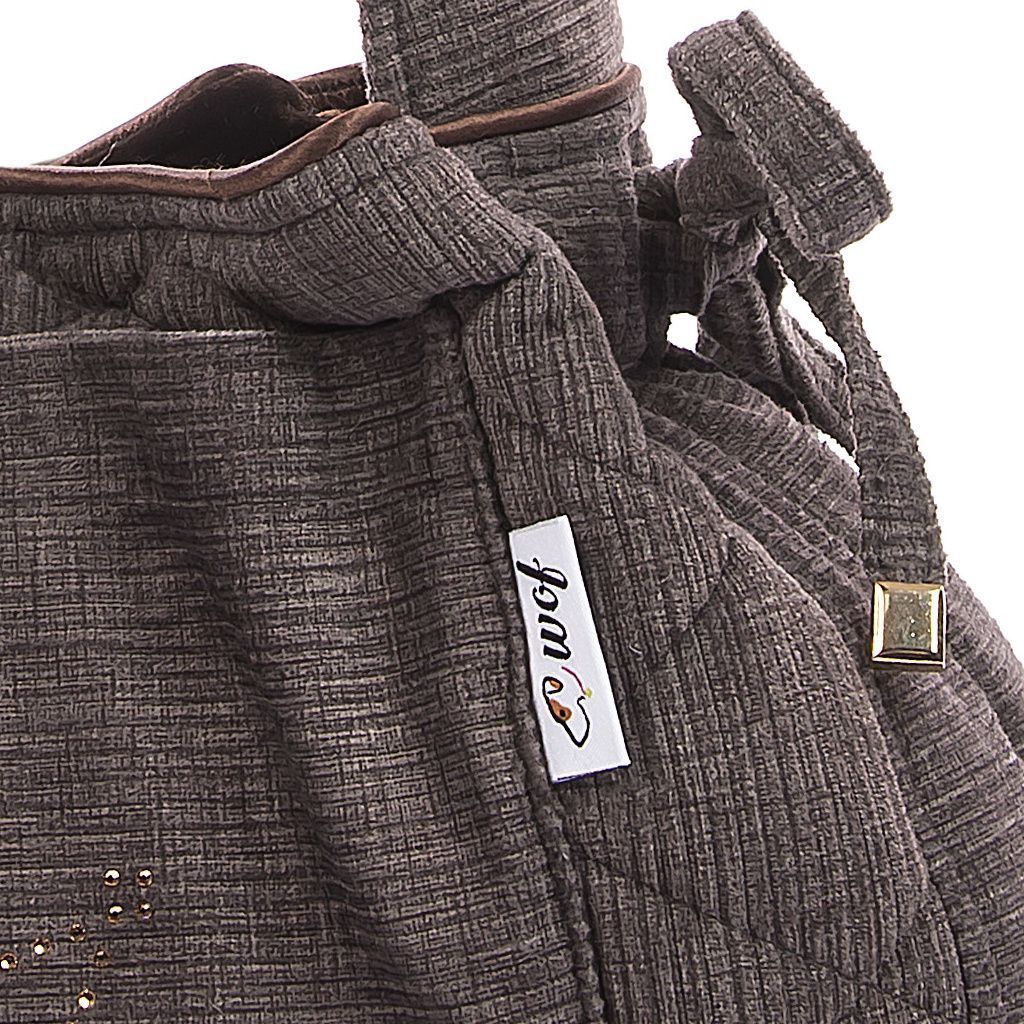 Bolso bandolera marrón jaspeado con terciopelo marrón chocolate lado detalle 2 Bolso bandolera marrón jaspeado con terciopelo marrón chocolate lado detalle 2