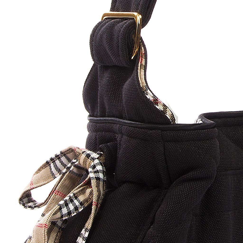 Bolso bandolera negro interior cuadros beige detalle 1 Bolso bandolera negro interior cuadros beige detalle 1