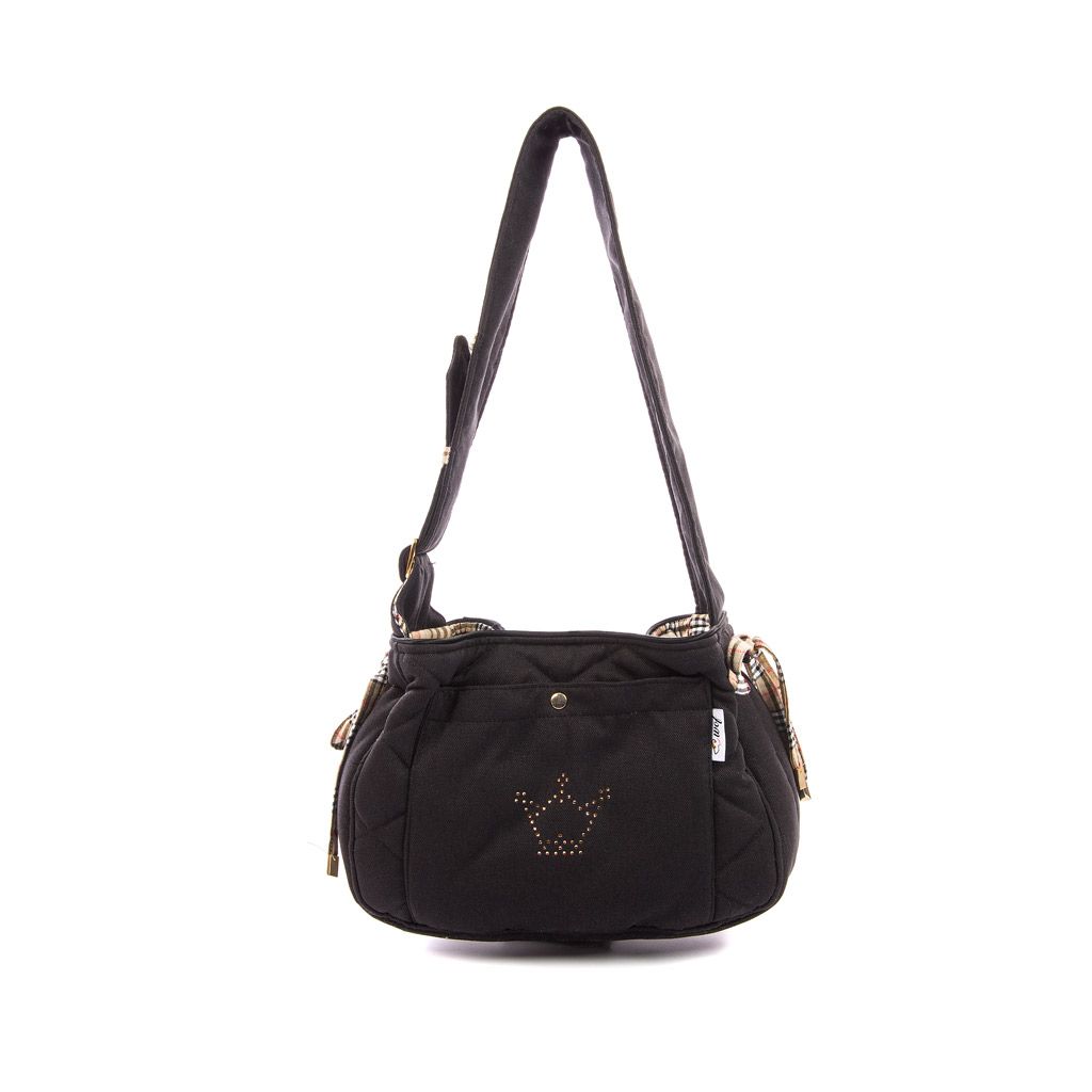 Bolso bandolera negro interior cuadros beige Bolso bandolera negro interior cuadros beige