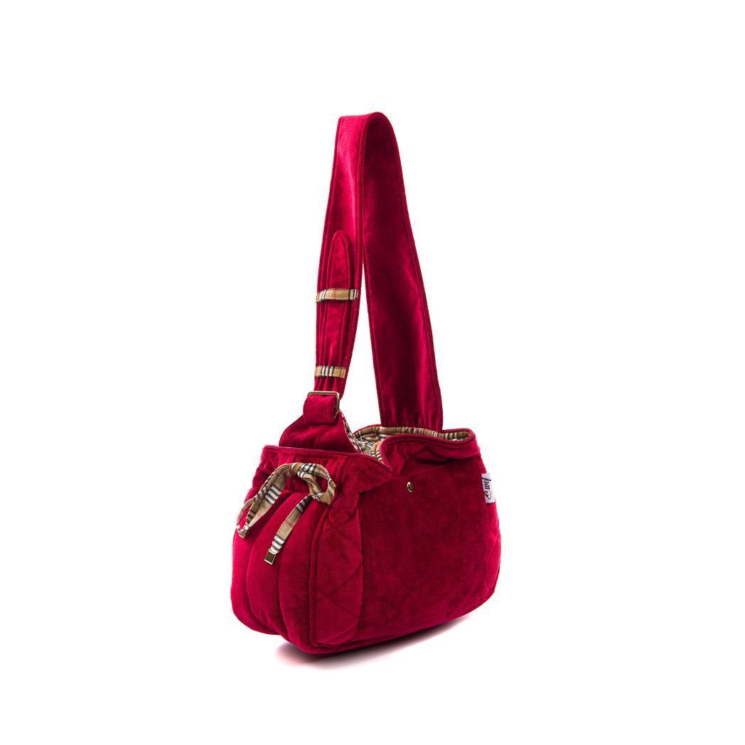 Bolso bandolera rojo con interior a cuadros cuadros beigelado Bolso bandolera rojo con interior a cuadros cuadros beigelado