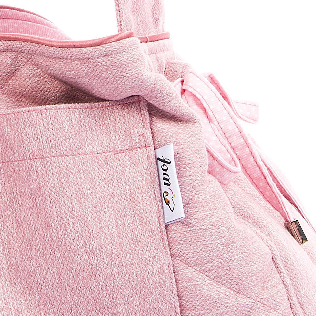 Bolso bandolera rosa interior lunares blancos lado detalle 2 Bolso bandolera rosa interior lunares blancos lado detalle 2
