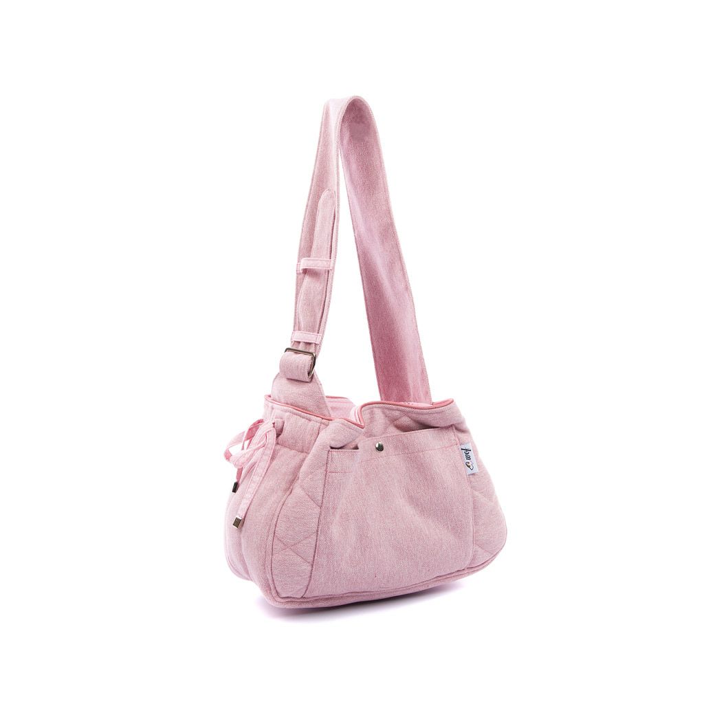Bolso bandolera rosa interior lunares blancos lado Bolso bandolera rosa interior lunares blancos lado