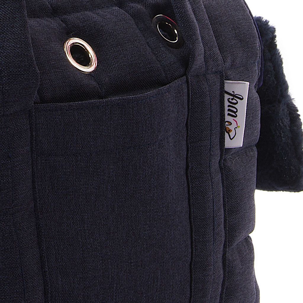 Bolso de doble tapa azul marino forro pelo corto azzul marino lado detalle 2 Bolso de doble tapa azul marino forro pelo corto azzul marino lado detalle 2