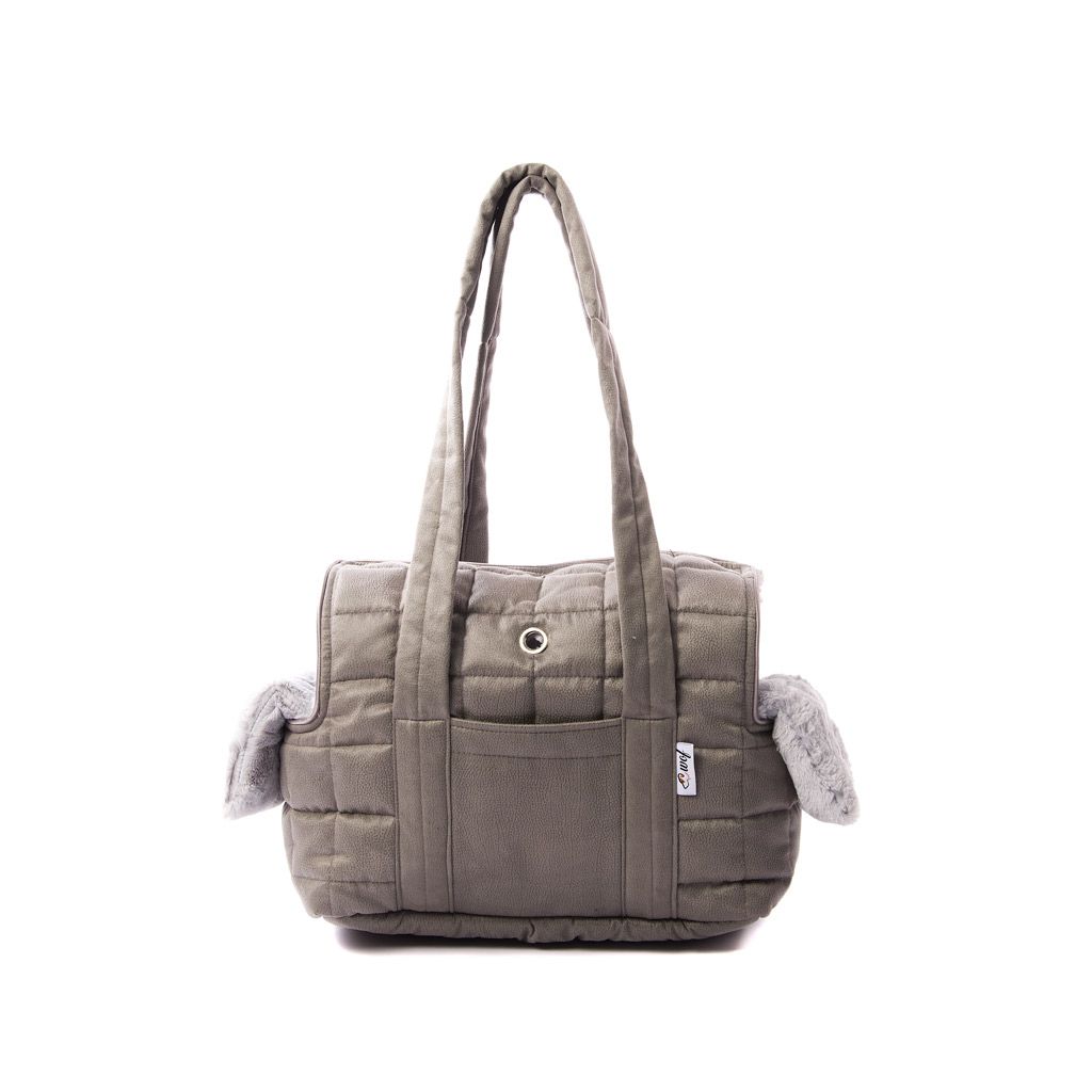 Bolso de doble tapa gris forro pelo corto gris Bolso de doble tapa gris forro pelo corto gris