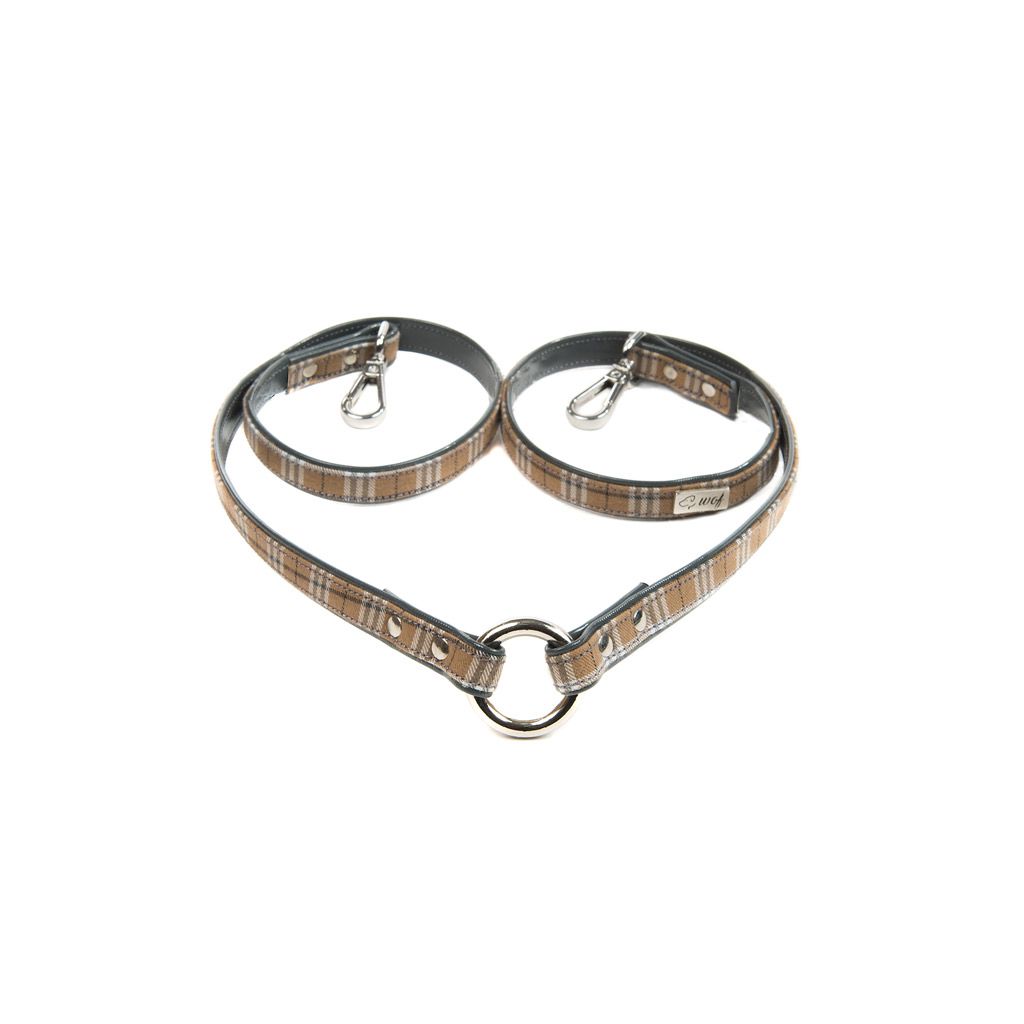 Ramal gris y cuadros marrones para perro Ramal gris y cuadros marrones para perro