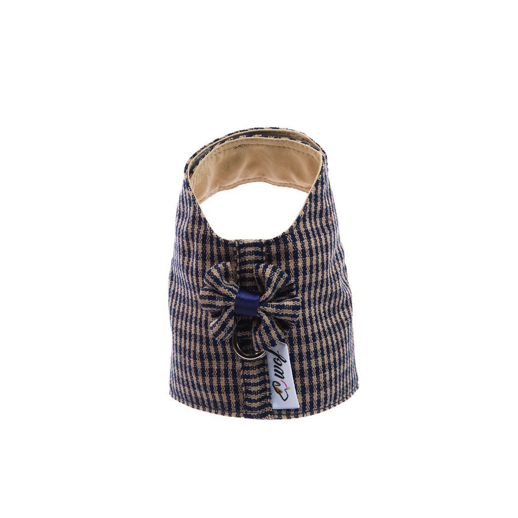 arnes textil a cuadritos azules y beige arnes textil a cuadritos azules y beige