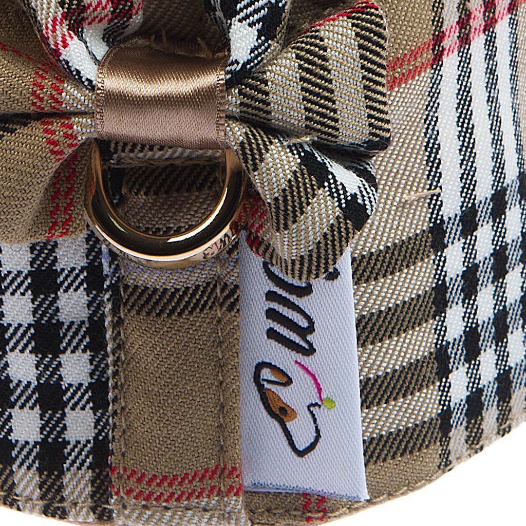 arnes textil a cuadros cuadros beige detalle 1 arnes textil a cuadros cuadros beige detalle 1