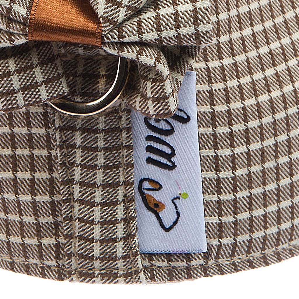 arnes textil a cuadros marron y beige detalle 1 arnes textil a cuadros marron y beige detalle 1