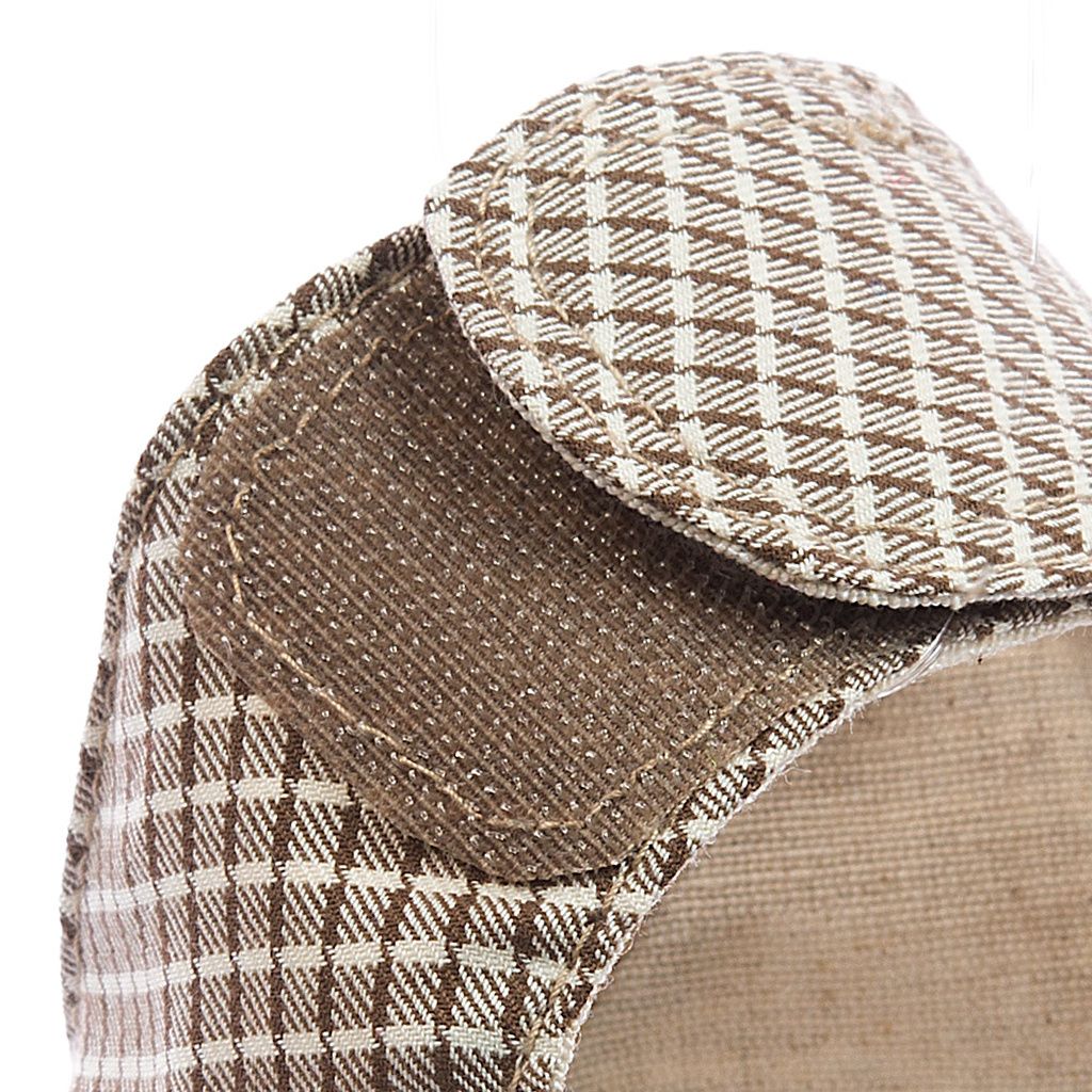arnes textil a cuadros marron y beige detalle 2 arnes textil a cuadros marron y beige detalle 2