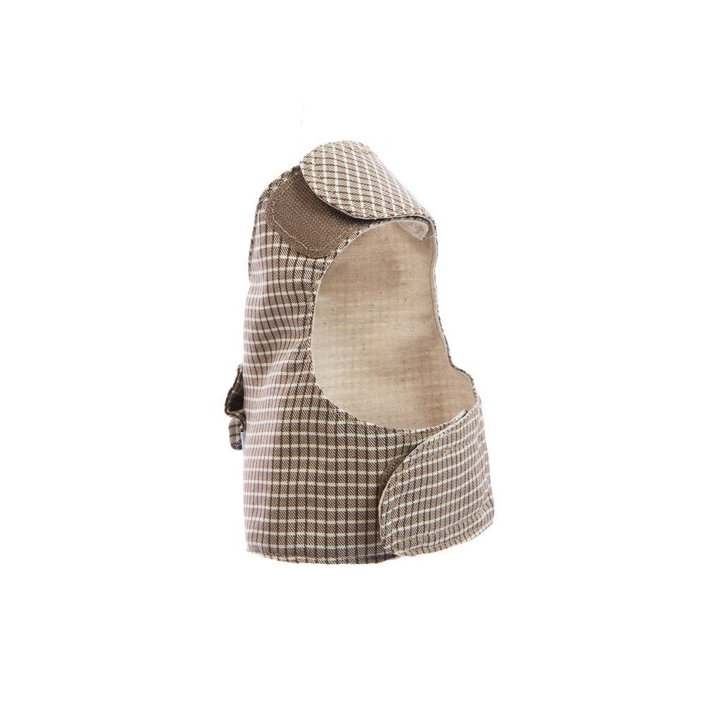 arnes textil a cuadros marron y beige lado arnes textil a cuadros marron y beige lado
