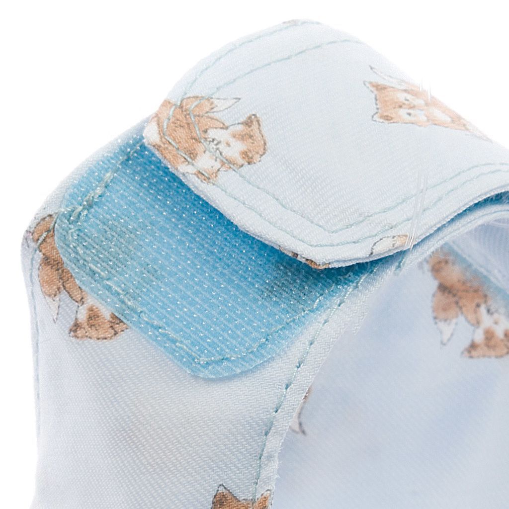 arnes textil azul bebe con perritos beige detalle 1 arnes textil azul bebe con perritos beige detalle 1