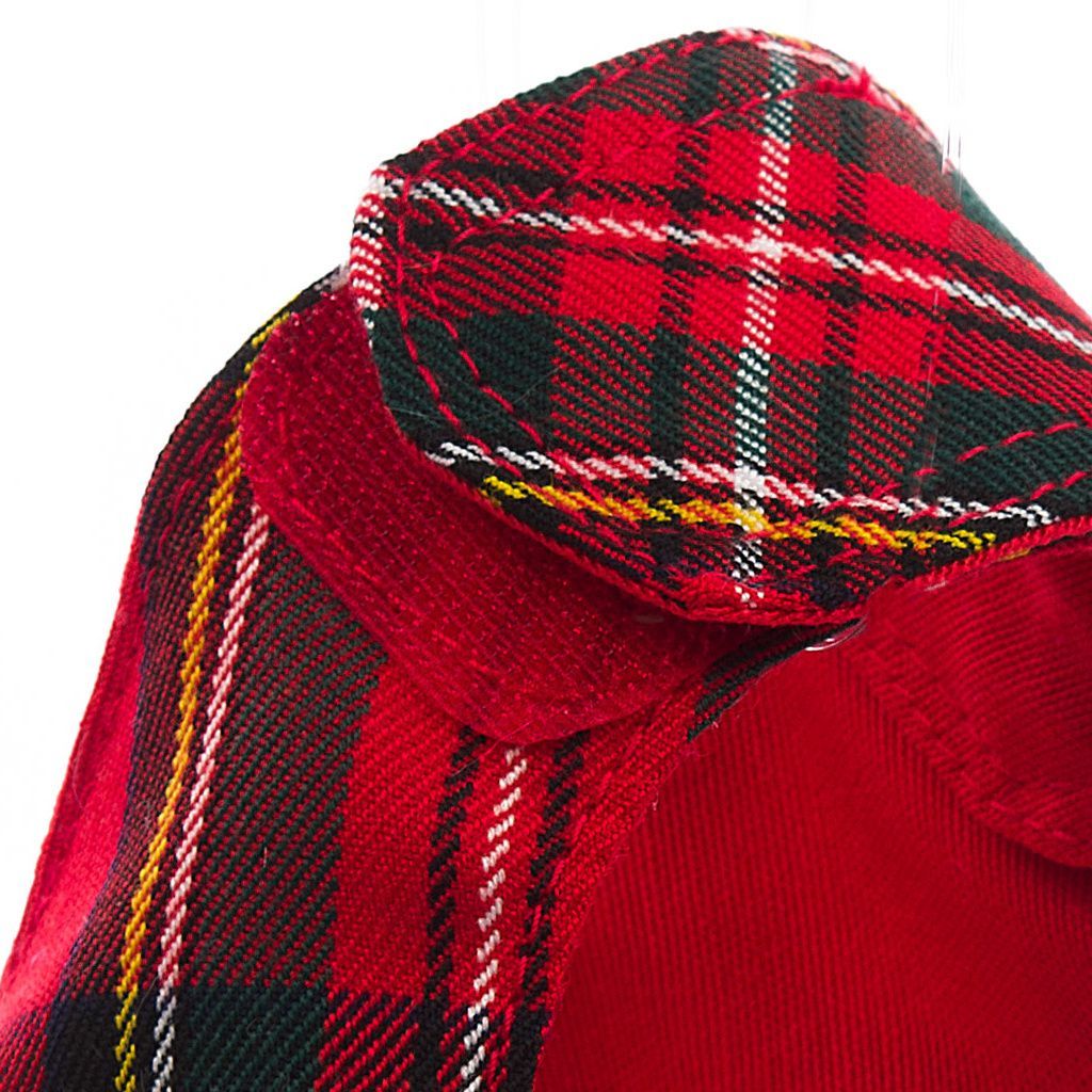 arnes textil rojo a cuadros escoces detalle 1 arnes textil rojo a cuadros escoces detalle 1