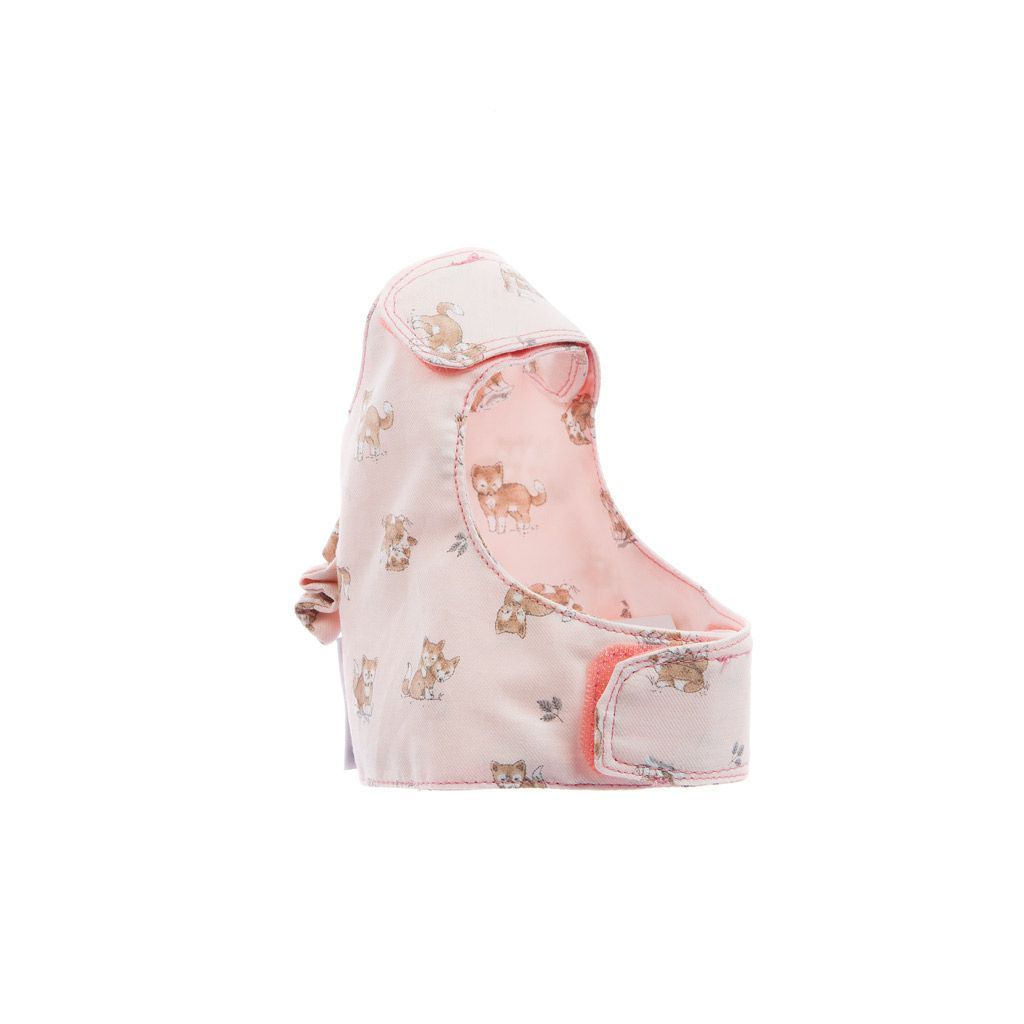 arnes textil rosa con perritos beige lado arnes textil rosa con perritos beige lado