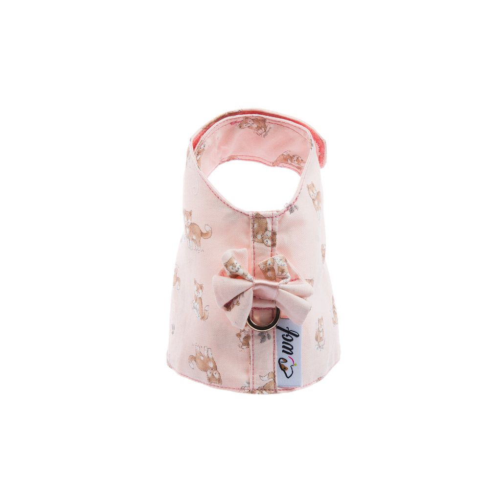 arnes textil rosa con perritos beige arnes textil rosa con perritos beige