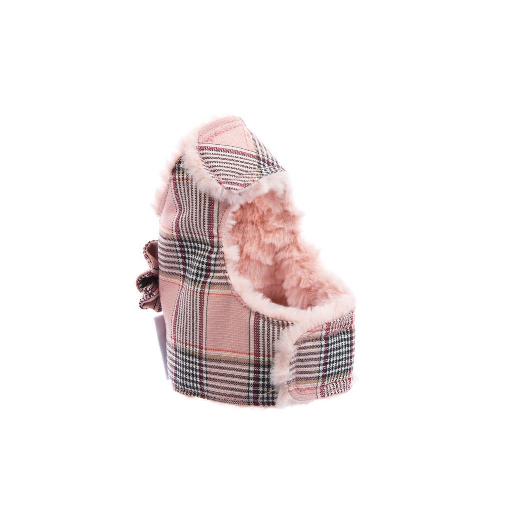 arnes textil rosa maquillaje a cuadros con pelo rosa corto lado arnes textil rosa maquillaje a cuadros con pelo rosa corto lado