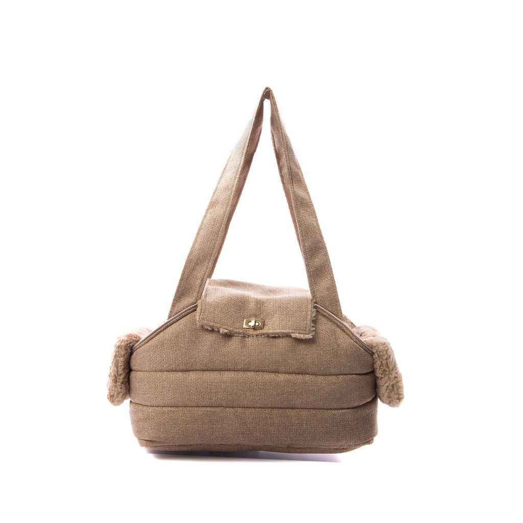bolso tapeta beige con interior en pelo corto beige bolso tapeta beige con interior en pelo corto beige