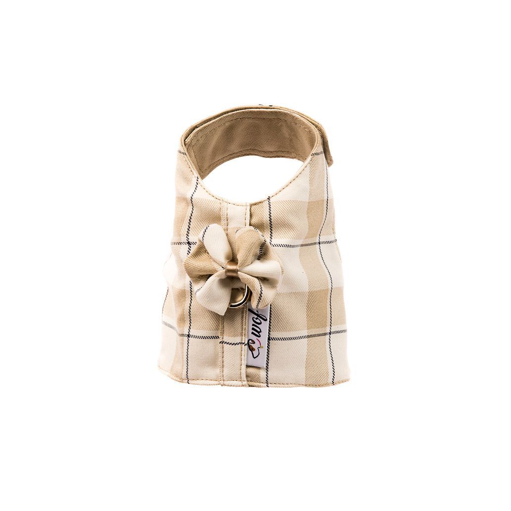 arnes textil cuadros beige lineas oscuras lateral arnes textil cuadros beige lineas oscuras