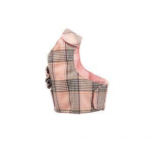 arnes textil rosa lineas oscuras cruzadas lateral