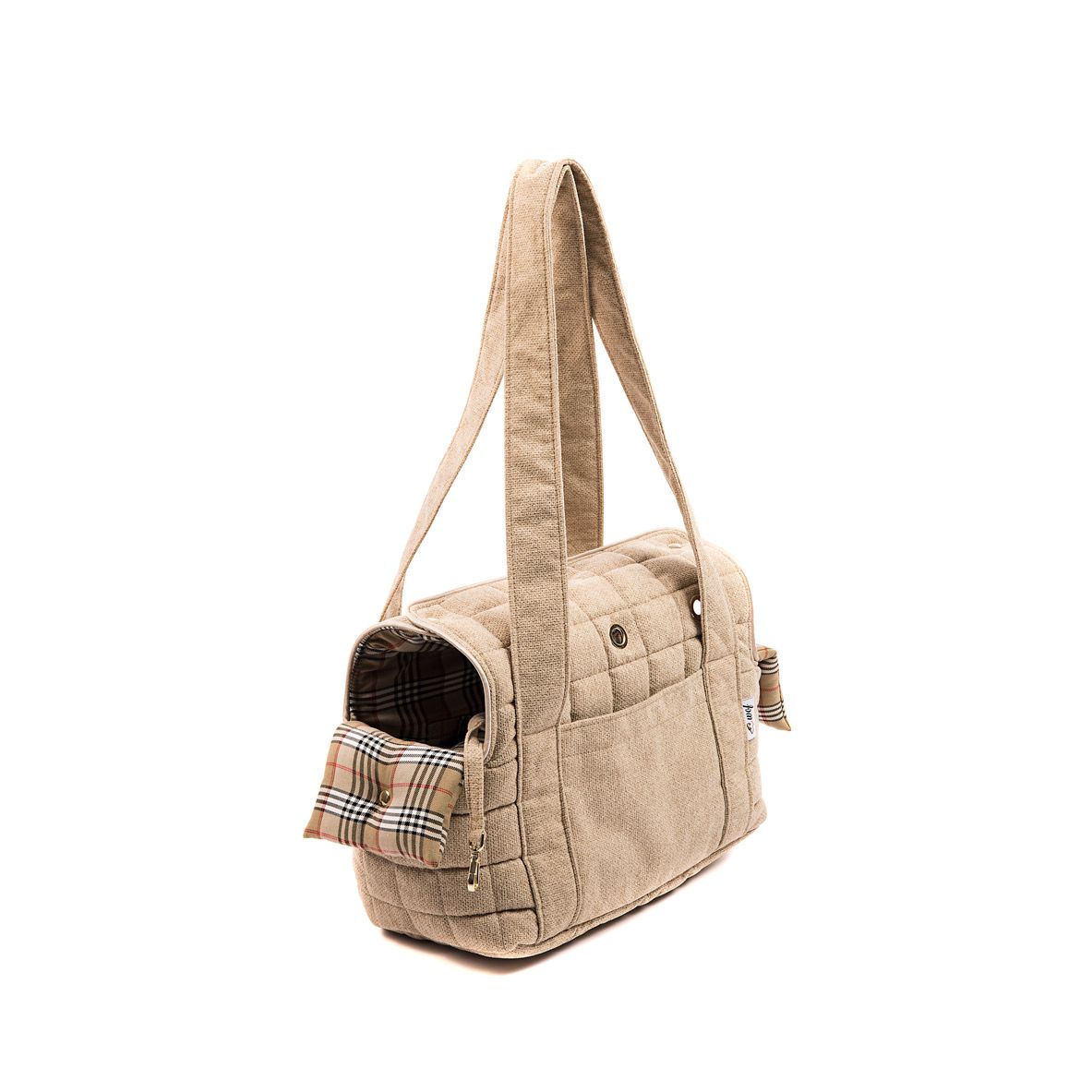 bolso doble tapa beige forro cuadros lineas rojas negras lateral bolso doble tapa beige forro cuadros lineas rojas negras lateral