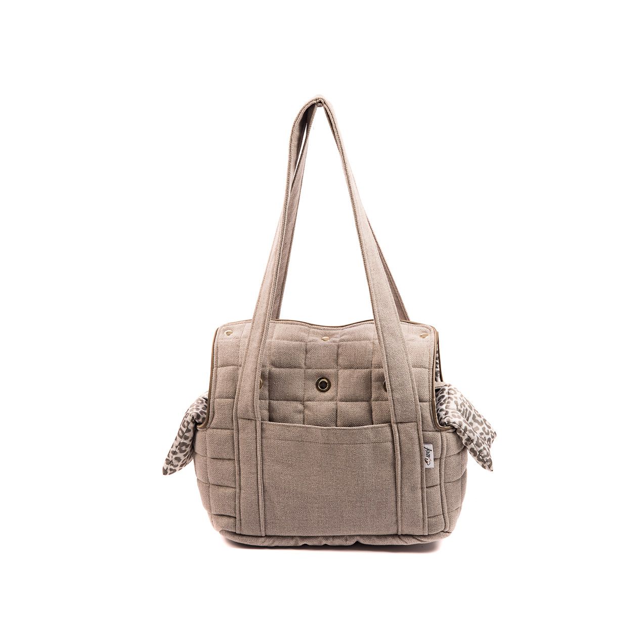 bolso doble tapa beige tostado forro animal print frontal bolso doble tapa beige tostado forro animal print frontal