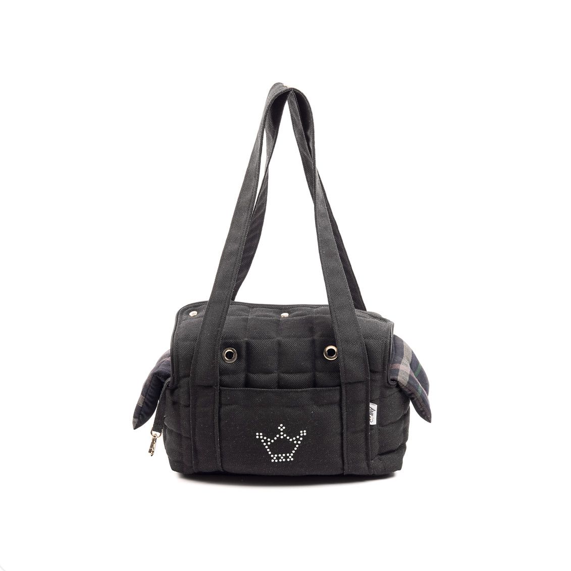 bolso doble tapa negro forro cuadros frontal bolso doble tapa negro forro cuadros frontal