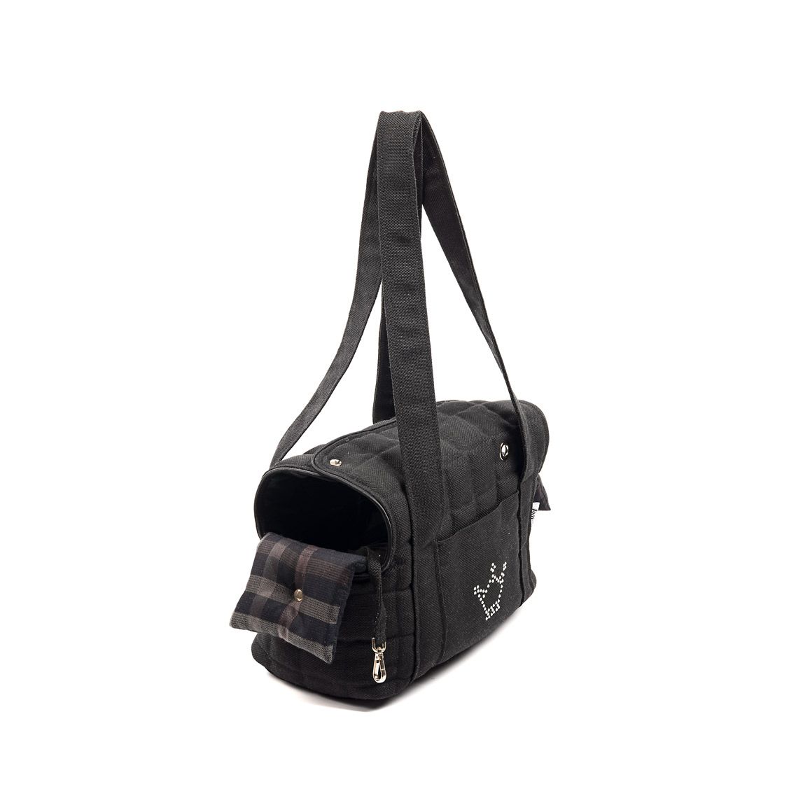 bolso doble tapa negro forro cuadros lateral bolso doble tapa negro forro cuadros lateral