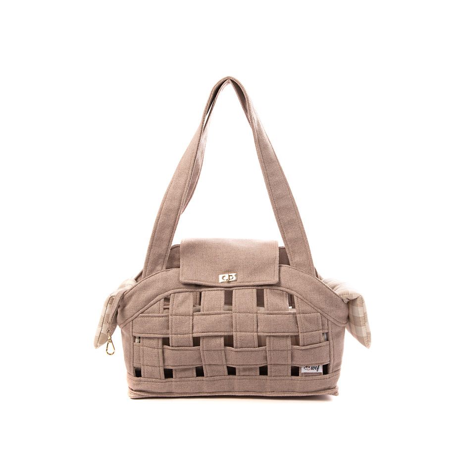 bolso rejilla beige arena forro beige lineas cruzadas frontal bolso rejilla beige arena forro beige lineas cruzadas frontal