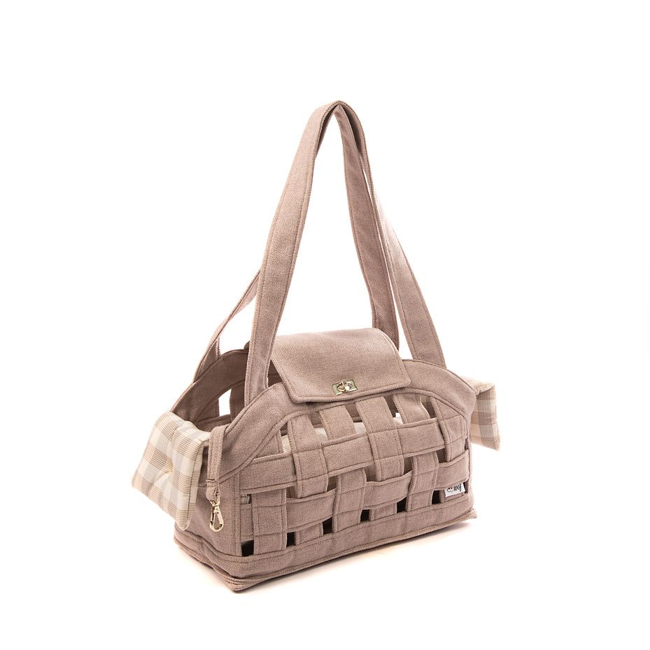 bolso rejilla beige arena forro beige lineas cruzadas lateral bolso rejilla beige arena forro beige lineas cruzadas lateral